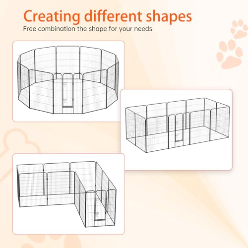 FDW Dog Playpen Kennel - 12 Panels, 40 Inch Height, Indoor/Outdoor Folding Metal Portable Puppy Exercise Pen, Heavy Duty Dog Fence for Yard, Camping - Black - style: 12 Panels