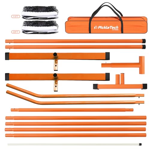 PICKLETECH 4.0 Slim Version Portable Pickleball Nets Outdoor Game 22 FT Pickleball Net-USAPA Regulation Size-Pickle Ball Net System with Carrying Bag for Driveway - color: Orange, size: 2in 1
