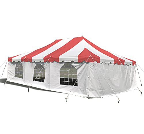 Party Tents Direct 20'x 30' Weekender Canopy Pole Tent with Sidewalls - Easy Up Canopy Tent with 120 Person Capacity - Outdoor Canopies for Parties, Weddings, and Events (Red/White) - color: Red, size: 20' x 30'