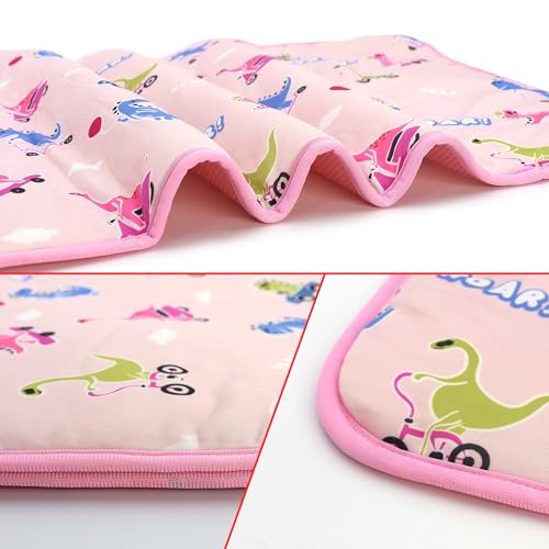 NACOCO Summer Pet Cooling Mat - Cat Dog Cushion Pad Sleeping Cool Dinosaurs Comfortable Soft for Pets Kids and Adults (Pink Dinosaur, S) - color: Pink Dinosaur, size: S: 15.5'' x 19.5''