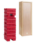 WE Games Wooden Block Stacking Party Game for Adults, Tumble Tower Wedding Guest Book Alternative, Tabletop Games, Includes Storage Case, 12 inches - color: Red