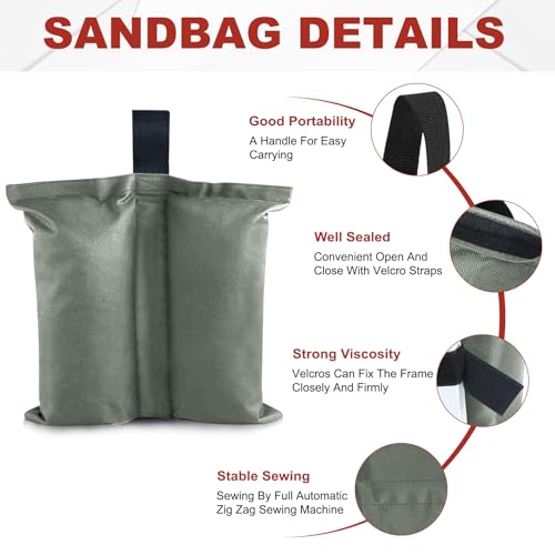 ABCCANOPY Canopy Weights 120 LBS Gazebo Tent Sand Bags,4-Pack Gray (Without Sand) - color: Gray, size: 120 LBS