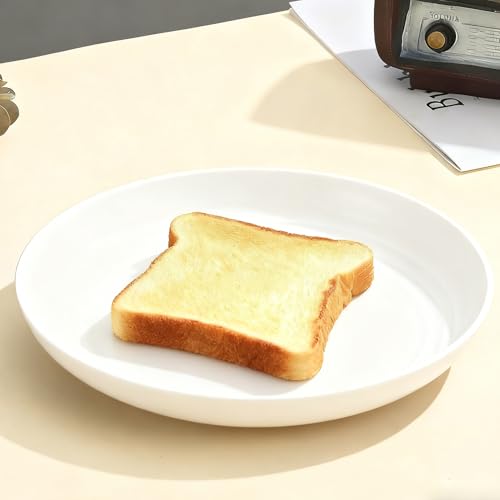 4 Pcs Unbreakable Wheat Straw Plates Set, 7.8 Inch Reusable Plastic Dinner Plates, Microwave Dishwasher Safe, Lightweight Plates for Kitchen Camping, BPA Free (White) - color: White