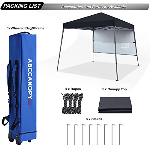 ABCCANOPY Outdoor Pop Up Canopy 10x10 Beach Camping Canopy with 1 Sun Wall, Bonus Backpack Bag, Stakes and Ropes, Black - color: Black, size: 10x10