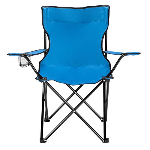 Portable Folding Camping Chair with Arm Rest Cup Holder and Carrying and Storage Bag (Blue)