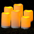 Homemory Solar Powered Candles Outdoor Waterproof, Flickering Glow, Rechargeable Solar Powered Candles for Outside, Lanterns, Sensor Only, Dusk to Dawn, Set of 6 - size: D3"xH4"5"6", 6 Pcs, Plastic