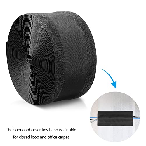 Syhood Cord Cover Floor Cable Protector Carpet Wire Cover Floor Cable Management for Office Carpet Organized and Protect(5.9 Inch X 20 Feet,Black) - color: Black, size: 5.9 Inch X 20 Feet