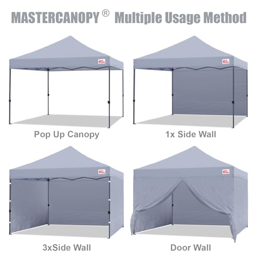 MASTERCANOPY Heavy Duty Pop-up Canopy Tent with Sidewalls (10x10,Gray) - color: Gray, size: 10x10