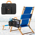 Beach Chair Cup Holders, Arm Organizer for Camping with 2 Self-Adhesive Fastener Strap, Hanging Bag Insulation with 4 Pockets, Camp Chair Accessories for Water Bottle, Magazine, Black, Patent Design - size: M