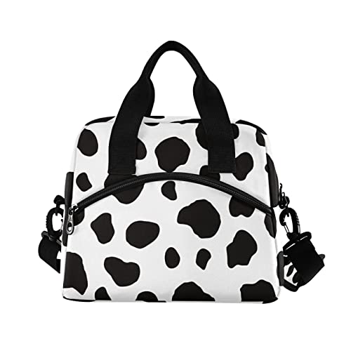 Milk Cow Dot Skin Insulated Lunch Bag Reusable Lunch Tote Bag Cooler Bag for Women Men Adult Lunch Box with Adjustable Shoulder Strap Leakproof Lunch Bag for Work School Picnic Camping - color: Milk Cow Dot Skin
