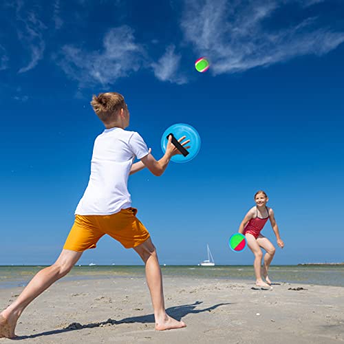 Ayeboovi Toss and Catch Ball Game Outdoor Beach Pool Kids Toys Outside Lawn Yard Games for 3 4 5 6 7 8 9 10 11 12 Year Old Girls Boys Toys Birthday Gift Easter Basket Stuffers (2 Paddles 2 Balls) - style: 2 Paddles 2 Balls
