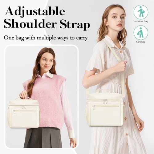 DALINDA Insulated Lunch Bag Lunch Box for Women Men,Leak-Proof Cooler Bag Lunchbox Lightweight for Work Picnic,Study,Beach,Camping,Travel - color: Beige, size: 13L Large · Slightly Larger
