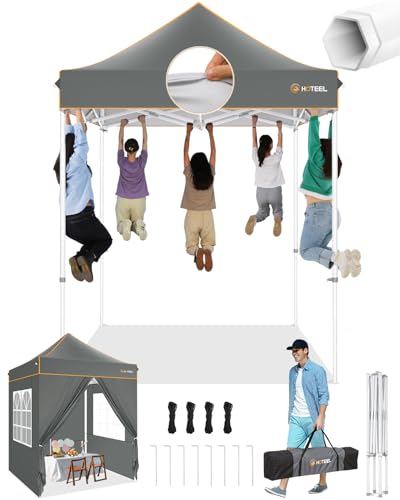 HOTEEL 10x12 Pop Up Canopy Outdoor Canopy Tent, Waterproof Easy Up Tent for Backyard with 4 Sandbags & Rolling Bag - color: Black, size: 10x12FT (No Walls)