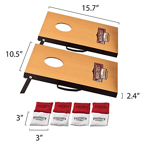 Mainstreet Classics Micro Bean Bag Toss: Travel Sized, (16" x 10.5" Boards) Mini Cornhole Game Set Wood/Multi