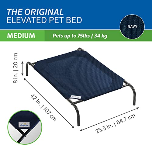 Coolaroo Original Elevated Dog Bed - Breathable Off-The-Ground Pet Bed with Cooling Fabric, Joint Relief & Moisture-Resistant Fabric, 100% Recyclable, Easy Clean, Navy Blue, Medium - color: Navy Blue, style: Medium Dog Bed
