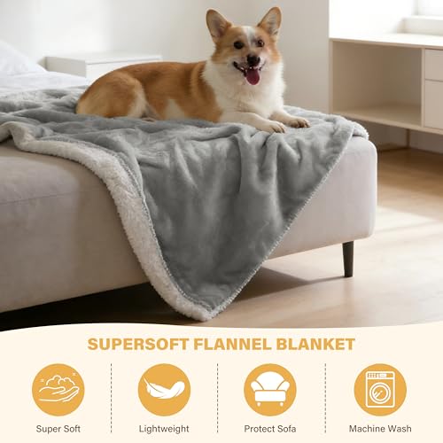 Kritter Planet Waterproof Bed Blanket for Intimacy, Soft Sherpa, Squirt Blanket for Couples, Leakproof Pad for Adults - color: Light Grey, size: 50×60 Inches