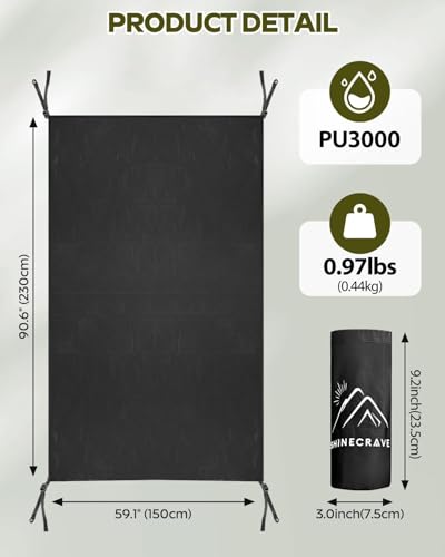 Premium Tent Footprint, PU3000, Oxford Ripstop Fabric, Durable,Tarp Ground Sheet for 2 Person Backpacking Tent Floor Protector for Hiking, Camping, Beach and Picnic (Rectangle(90.6" L x 59" W)