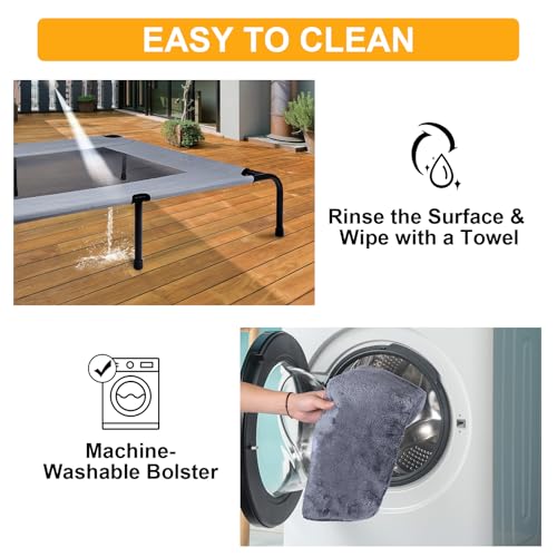 Outdoor Dog Elevated Bed for Large Dogs with Plush Mat, Durable Washable Raised Dog Beds, Indestructible Cooling Dogs Beds, Chew Proof Pet Cot Hammock for Large Breathable Outside (XL) - size: X-Large