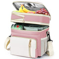 Lunch Box & Lunch Bag for Women, Large Insulated Adult Lunch Box Leakproof Lunchbox Cooler Bag for Work Picnic Beach,16L, Light Pink & White - color: Light Pink