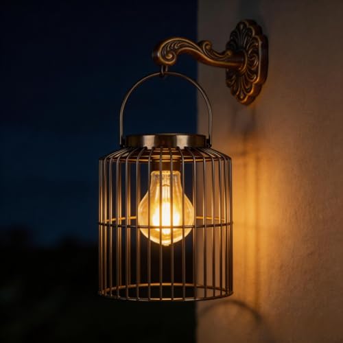Solar Lanterns Outdoor Waterproof, Metal Hanging Solar Light for Outside Garden Patio Porch Table, Outdoor Decorative Lantern with Bright Warm White Light