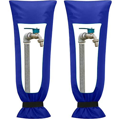 Frienda Outdoor Faucet Cover for Winter Freeze Protection 25'' x 10'' Winter Outside Large Backflow Preventer Insulation Spigot Hose Bib Cover for Garden Lawn Faucet Yard Hydrant(Blue,2 Pieces) - color: Royal Blue