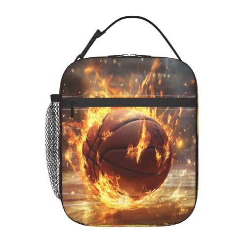 Basketball Lunch Box Insulated Lunch Bag for kids Girls Boys Women,Reusable Lunch Box Containers for Women Men,Durable Cooler Tote Bag Lunchbox for Office/School/Picnic - color: Basketball02