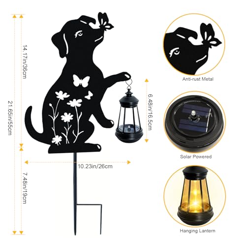 ANGMLN Dog Outdoor Solar Lantern Waterproof, Birthday Gifts for Christmas Women Mom, Solar Hanging Lights Dog Metal Figurine Garden Decor Patio Yard Pathway Backyard Ornaments - color: Dog