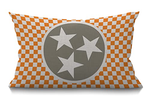 Smooffly Tennessee Flag Pillow Cover, Tennessee Orange Grey Star Flag Cotton Linen Throw Lumbar Waist Pillow Case Cushion Cover Home Office Decorative Rectangle 12 X 20 Inches - color: Swn23
