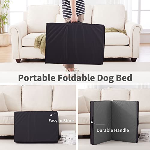 Outdoor Beds for Large Dogs, Waterproof with Washable Cover, Foldable Cooling & Orthopedic: 35in All Weather - color: Grey, size: Large
