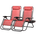 Nazhura Set of 2 Relaxing Recliners Patio Chairs Adjustable Steel Mesh Zero Gravity Lounge Chair Beach Chairs with Pillow and Cup Holder Khaki (Pink) - color: Pink