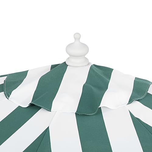 JONATHAN Y Half Umbrella UMB1201L Beverly 9 ft. Designer Classic Scalloped Fringe Market Patio with Crank, Tilt Button and UV Protection in Green/White, White Pole - color: Green/White - White Pole