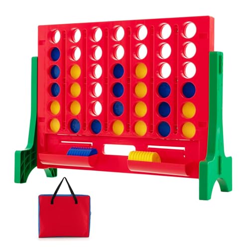 KOTEK 1.6 FT Tall Giant 4-in-A-Row, Jumbo 4-to-Score Game with Carrying Bag & 42 Coins, Quick Release Slider, Indoor Outdoor Family Board Game for Kids Adults, Freestanding/Wall-Mounted (Green) - color: Green