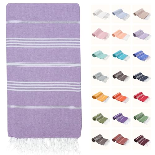 PARK & OZ Turkish Beach Towels – Oversized 100% Cotton Quick-Dry Absorbent Sand-Free Blanket 72"x40" Extra Large Lightweight Pool Towel for Adults Women Men Packable Sand Resistant Perfect(Lilac) - color: Lilac