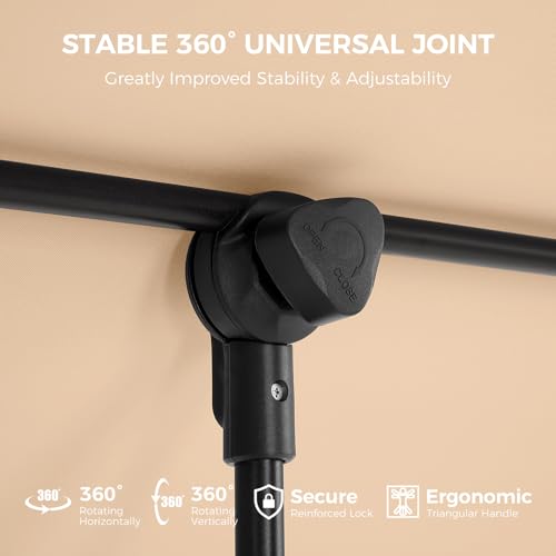 HOMSHADE 6x4ft Outdoor Balcony Umbrella - Flat Porch Pool Patio Umbrella Rectangular Canopy Shade UPF50+ UV Protection 360° Rotating & Tilting All Angles Applicable (Beige, No Base) - color: Beige