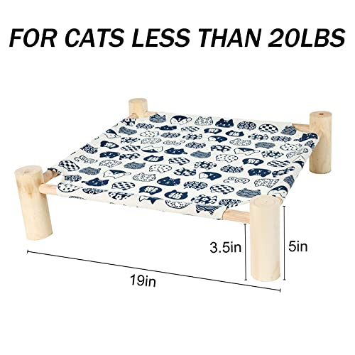 Patas Lague Cat and Dog Hammock Bed for Small Dogs, Brethable Wooden Pet Rabbit Elevated Cooling Outdoor Bed Cots Furniture for All Seasons White Cat - color: White Cat