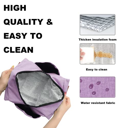 Joymee Lunch Bag Women Insulated Lunch Box Reusable Leakproof Large Spacious Cooler Tote for Women Men Adult with Bottle Holder and Side Pockets for Work Office Travel Picnic - Purple - color: 04 Purple