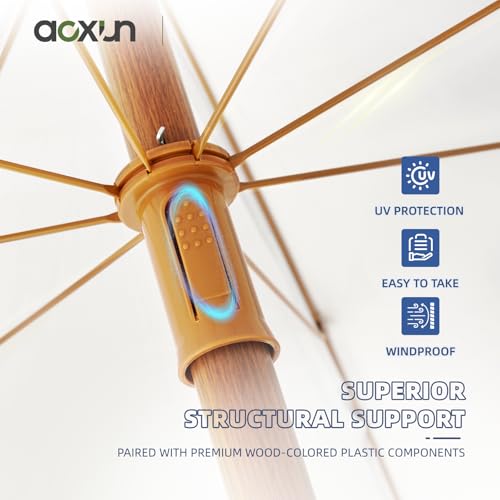 Aoxun 7ft Patio Umbrella with Fringe,Outdoor Beach Umbrella with Aluminum Pole, Ribs Push Button Tilt and Carry Bag, UV 50+ Picnic Tassel Umbrella (White) - color: Cream, size: 7.0 FT