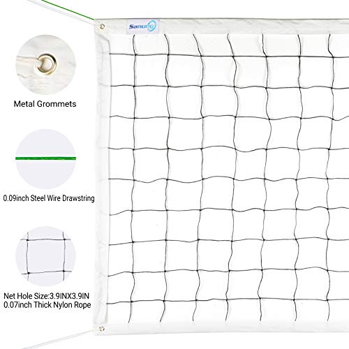 Sanung Volleyball Net with Steel Wire for Indoor and Outdoor Gardens Campus Backyard Swimming Pool Park Beach Portable Game Standard Size (32 FT x 3FT) Poles Not Included
