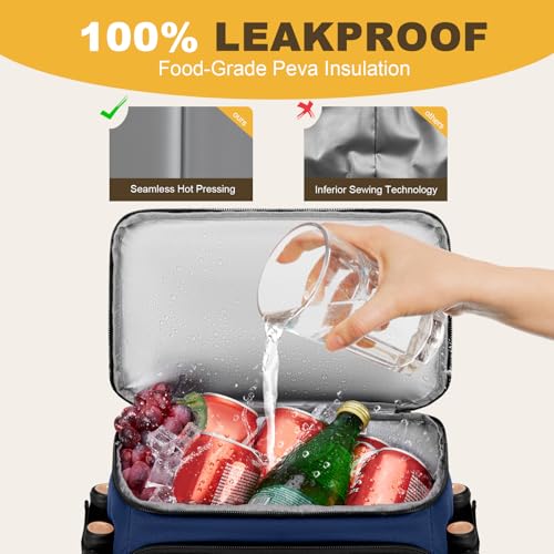 MIYCOO Cooler Backpack - 40 Cans Insulated Backpack Cooler for Men & Women, Portable 2 Leak Proof Compartments Coolers Bag for Beach Travel Picnic Lunch Hiking BBQ Camping - color: Dark Blue