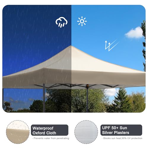 10x10 Pop up Canopy Tent with Sidewalls,Heavy Duty Waterproof Sun Shade Canopy Easy up Canopy with Wheel Bag Commercial Gazebo Tent for Outdoors Parties Vendors Camping Beach (Khaki) - color: Khaki