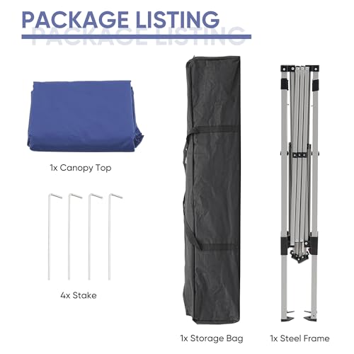 GDY Outdoor 8x10 Ft Pop Up Canopy Tent,Portable Instant Folding Shelter Gazebos, Patio Canopy with Carrying Bag,Navy Blue.