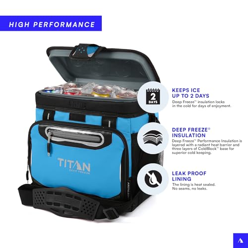 Titan by Arctic Zone Deep Freeze Cooler - Zipperless Hardbody Cooler - Deep Freeze Insulation, HardBody Liner, and SmartShelf - color: Process Blue, size: 16 Can