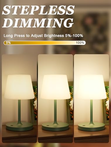 Kakanuo Green Cordless Shower Lamp Waterproof, Rechargeable Cordless Lamp with 4000mAh Battery, Touch Dimmable Table Lamp for Outdoor, Kitchen, Bathroom, Camping, Patio, IP54 - color: Green
