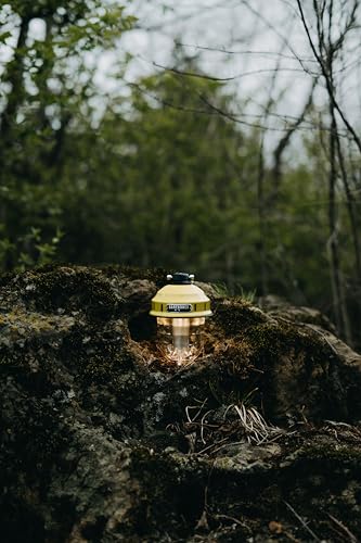 Barebones Beacon Hanging Light – Dusty Yellow, Rechargeable LED Camping Lantern with Adjustable Brightness – Weatherproof Vintage-Style Hanging Lantern for Outdoor Adventures and Year-Round Use - color: Dusty Yellow