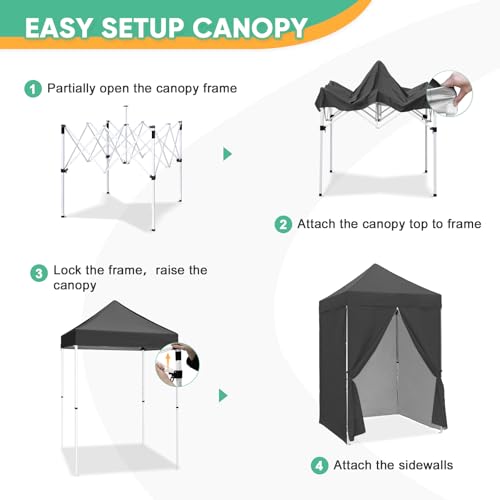 5x5 Pop Up Canopy Tent with Four Sidewalls, Instant Portable Beach Canopy, Outdoor Tent with Carry Bag for Camping, Sports, Tailgating, Events, Gray - color: Gray, size: With Four Walls