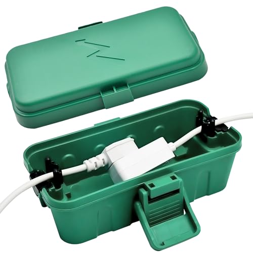Hrensaw Small Weatherproof Electrical Connection Box(Inner 5.5 x 3 x 2.2inch),Outdoor Electrical Box,Waterproof Extension Cord Covers for Plug, Extension Cables, Holiday Lights,Green - color: Green, size: Small