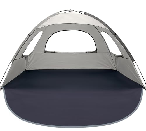 WhiteFang Beach Tent Anti-UV Portable Sun Shade Shelter for 3/4/6/8 Person, Extendable Floor with 3 Ventilating Mesh Windows Plus Carrying Bag, Stakes and Guy Lines - color: Baby's Breath, size: 3 Person