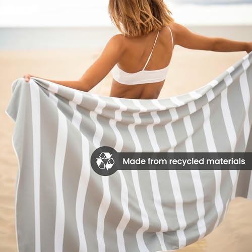 SummerSand Microfiber Beach Towel Extra Large (79 x 39.5 in) - Quick Dry, Sand Free - Compact and Lightweight for Travel - Recycled Materials - Travel Bag Incl - Oversized Pool Towel – Marble Sand - color: Marble Sand, size: 79x39.5"
