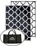 Mountain Mat 5x7 Black Lattice RV Mat w Carry Bag – Extra Thick 5mm Recycled Poly Rug – Heavy-Duty, Waterproof, Reversible – Stylish Luxury Outdoor Mat Camping (Black Lattice with Carry Bag, 5'x7') - color: Black Lattice [5x7], style: 5' x 7'
