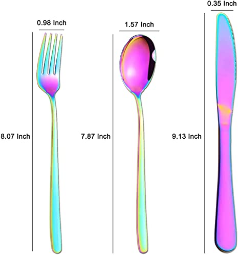 Portable Utensils Set with Case,Reusable Office Flatware Set,Healthy Travel Cutlery Set 3 PCs Stainless Steel Fork, Spoon,Knife Cutlery Ideal for Travel, Lunch Box and Camping (Rainbow) - color: Rainbow - 3 PCs